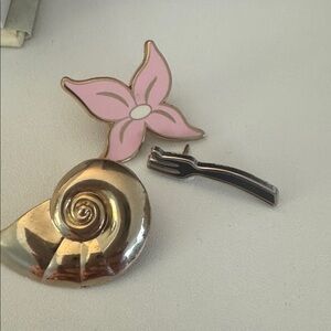 Lot of 3 Disney Authentic Little Mermaid Ariel Enamel Pin Set with Gold Shell